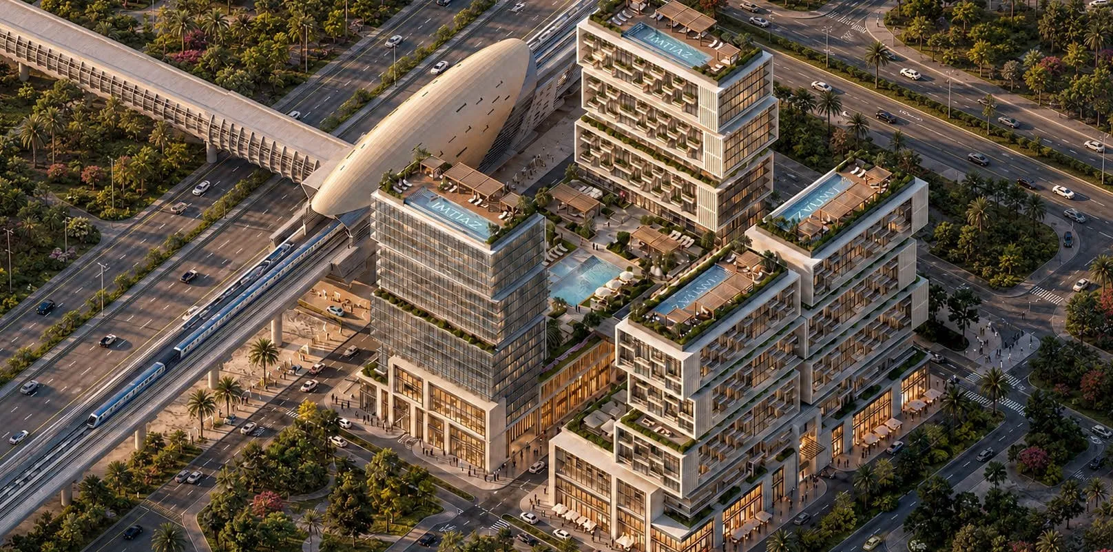 Raw District 2 tower facade with the raw, minimalist architectural language.