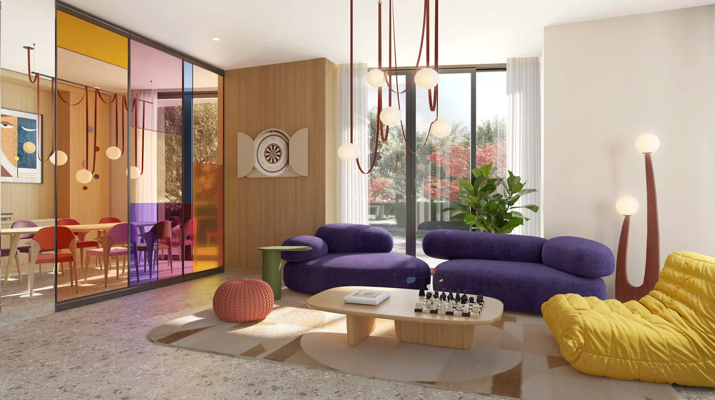 Interior render at Design Quarter.