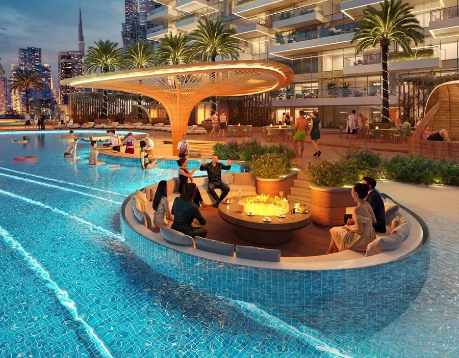 Circular Sunken Pool Seating at Damac Safa Gate.