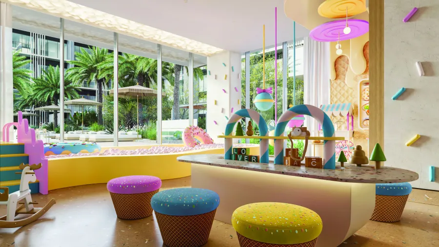 Indoor and Outdoor Kids Play Area at Everly Place.
