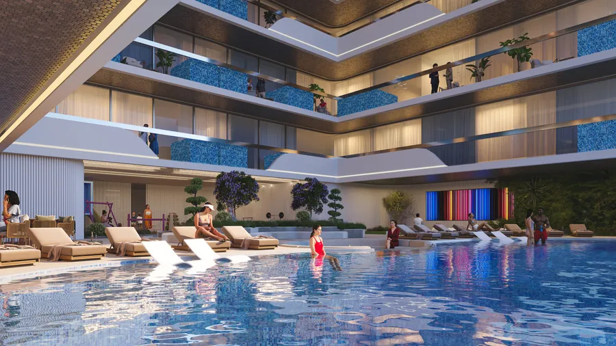 Expansive Pool Deck & Jacuzzi at Samana Parkville.