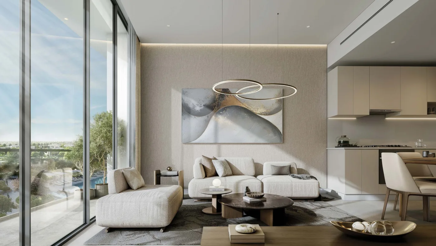 Interior render at River Cove Residences at Sobha City.