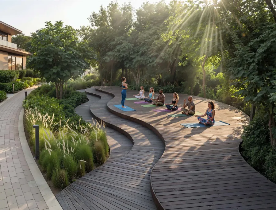 Yoga Deck at The Terraces at Sobha City.