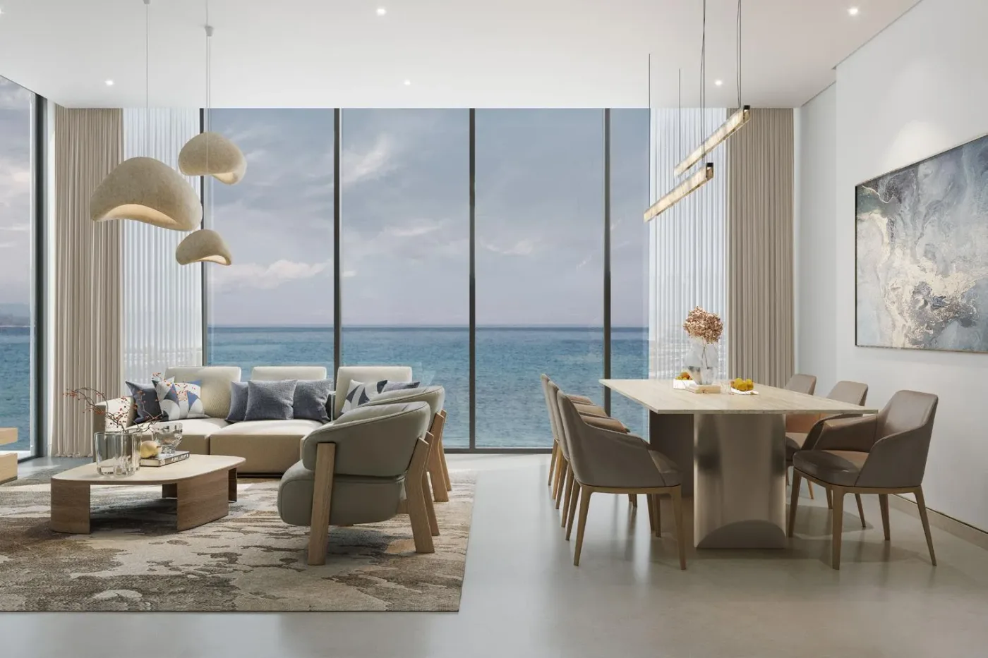 Interior render at Tranquil Beach Residences.