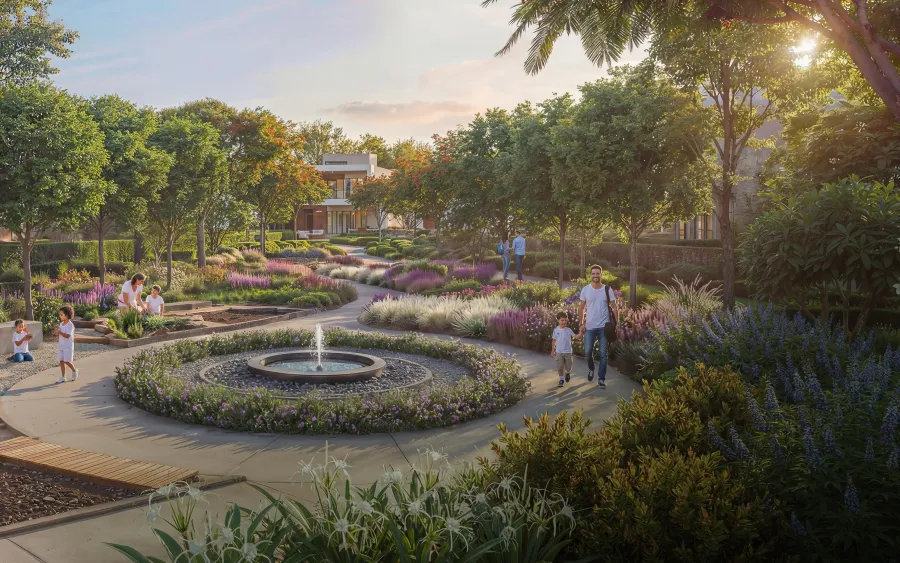 Event Lawns and Open Gathering Spaces at The Grove at Sobha Sanctuary.