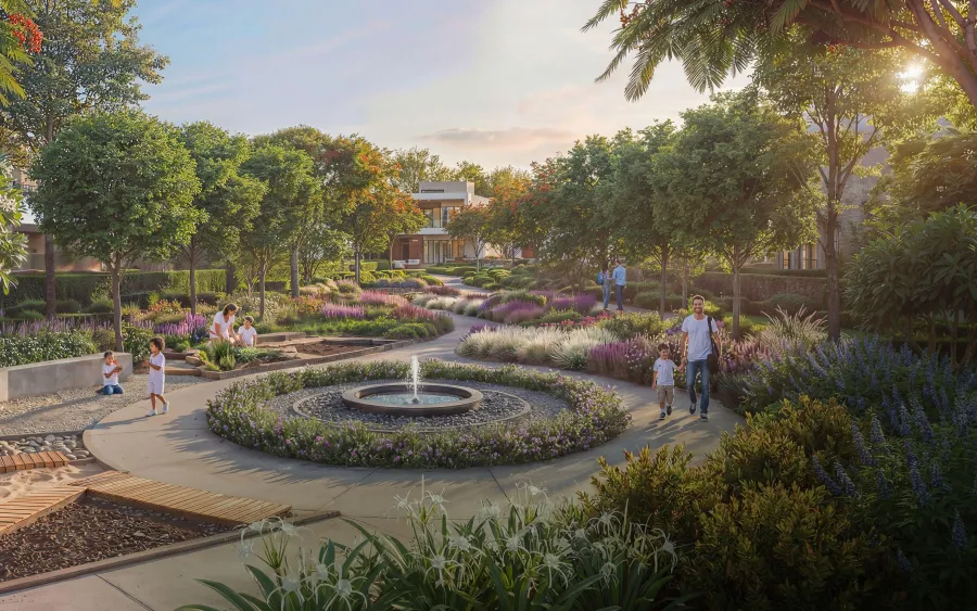 Event Lawns and Open Gathering Spaces at The Brooks at Sobha Sanctuary.
