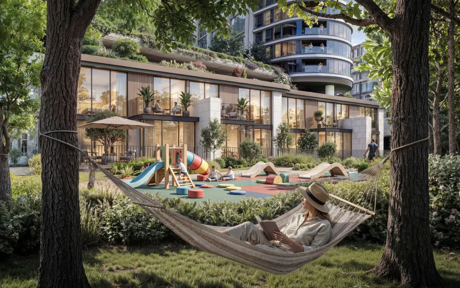 Children’s Play Spaces and Family Zones at The Brooks at Sobha Sanctuary.
