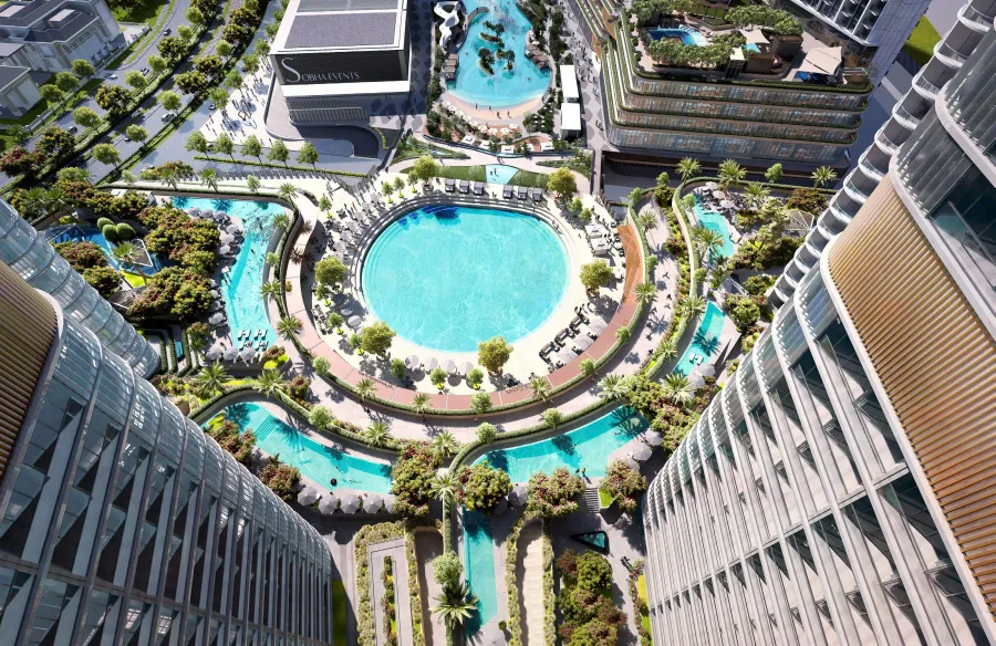 Central Water Feature at Skyvue Altier.