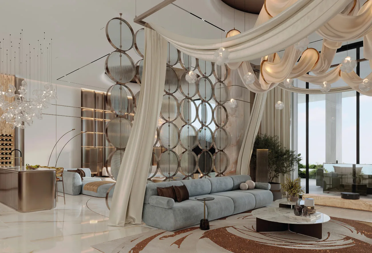 Interior render at Monaco Mansions.