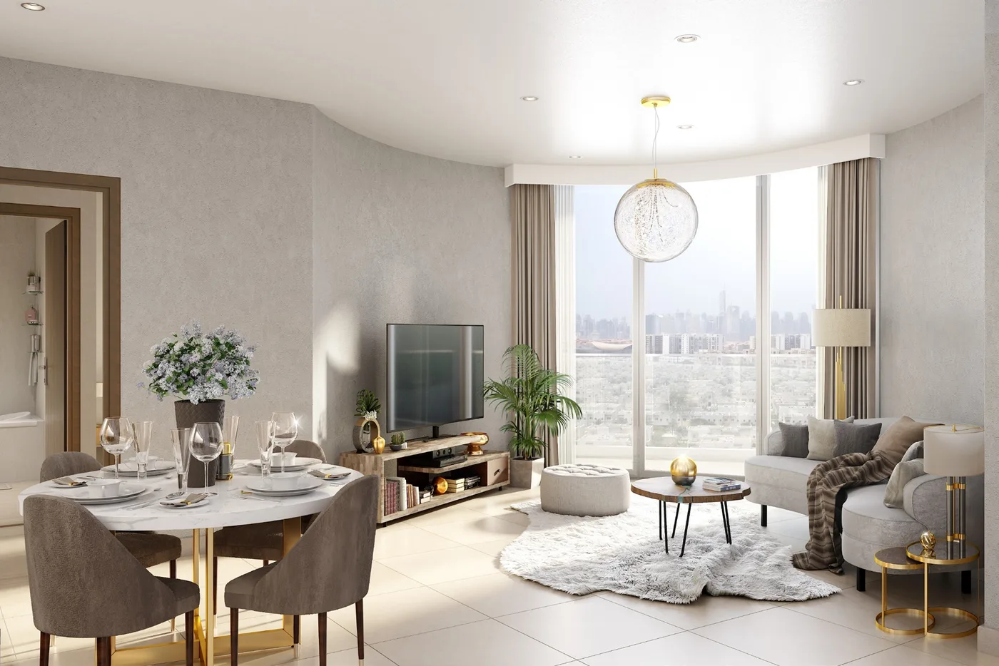 Interior render at Azizi Jewel.