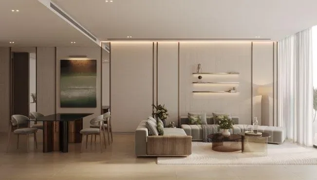 Interior render at Binghatti Titania.