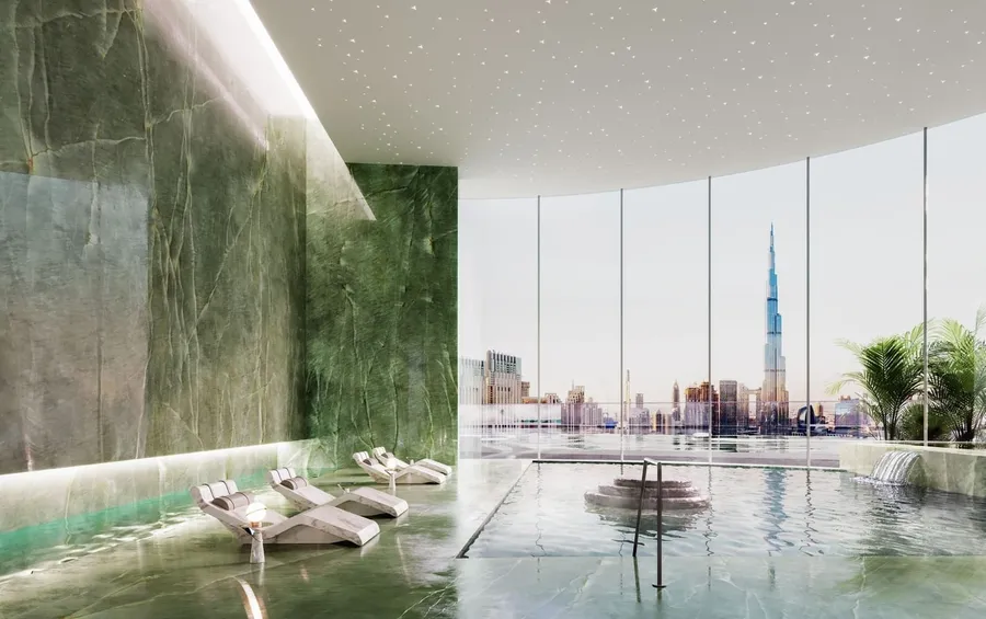 Podium Pool at Mercedes-Benz Places by Binghatti.