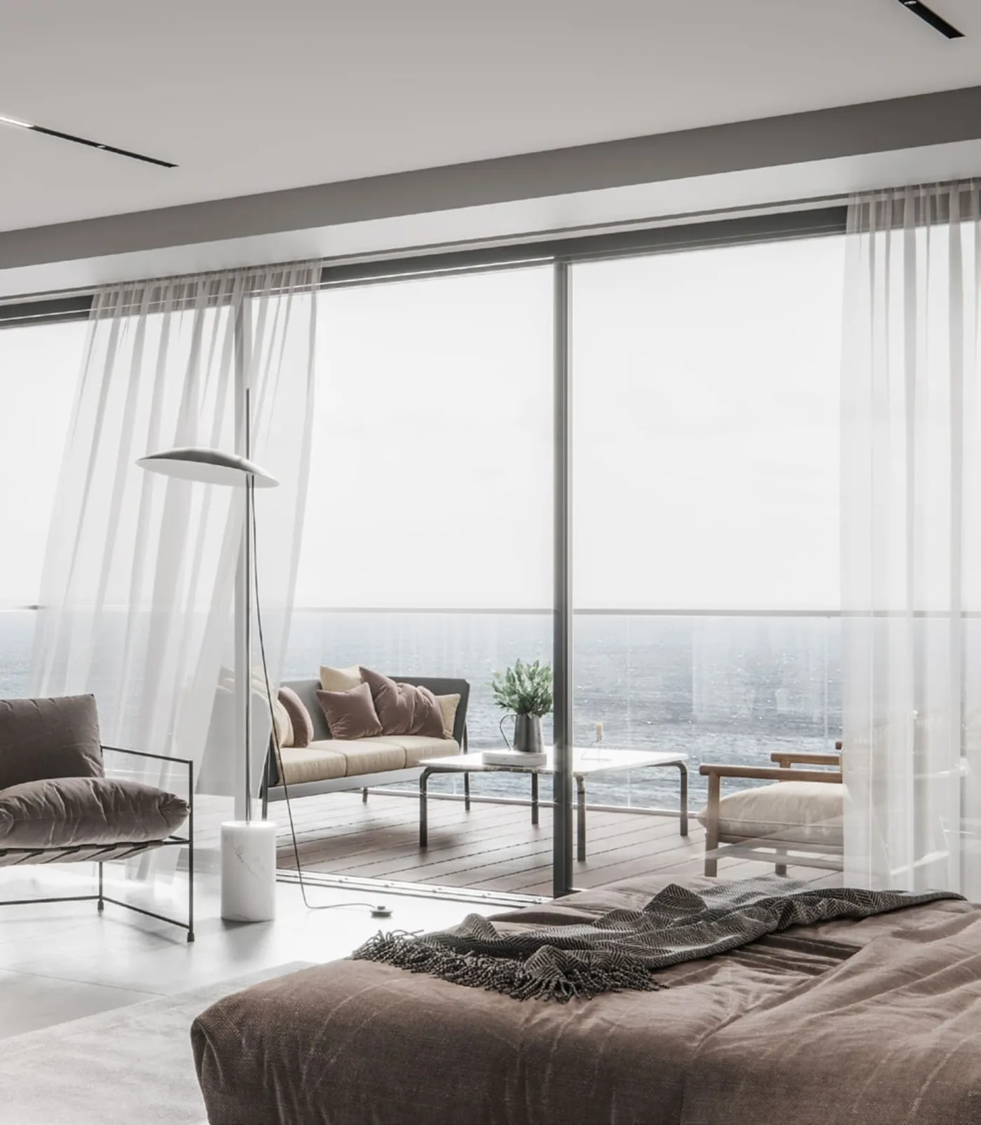 Interior render at Address Residences Al Marjan Island.