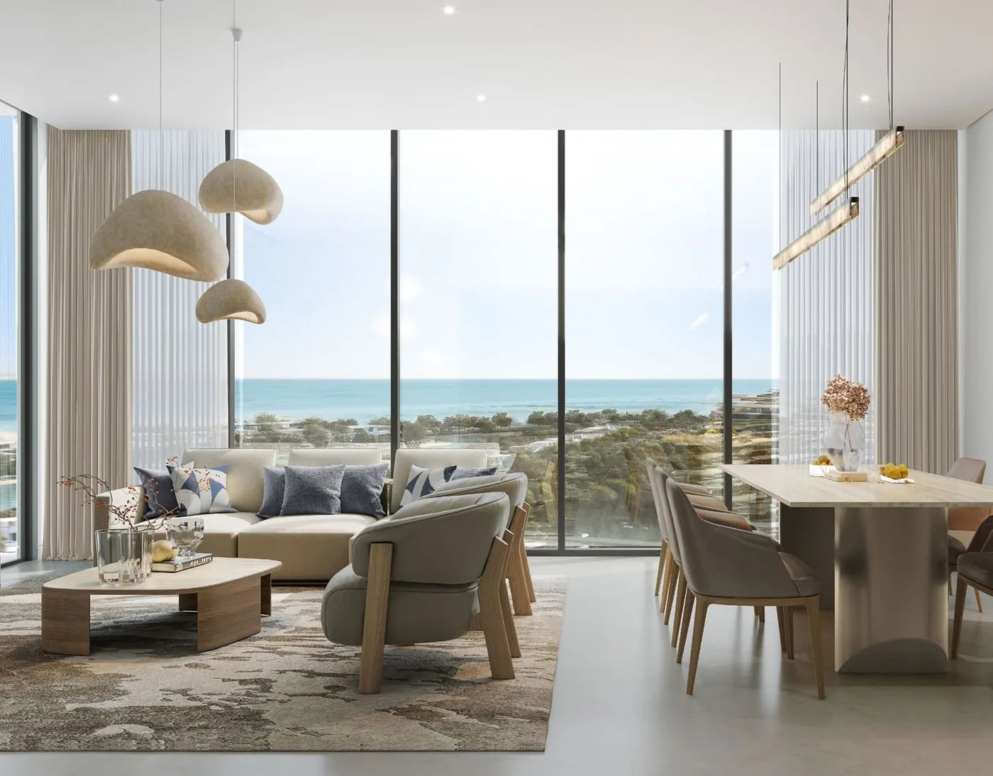 Interior render at Bayfront Marina Residences.