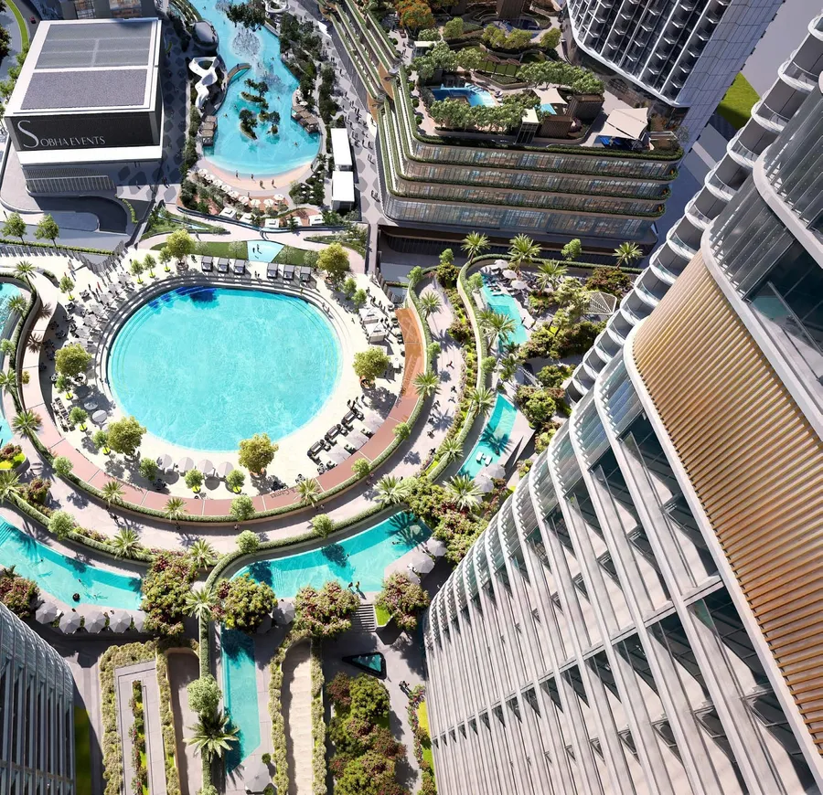 Central Water Feature at Skyvue Spectra.