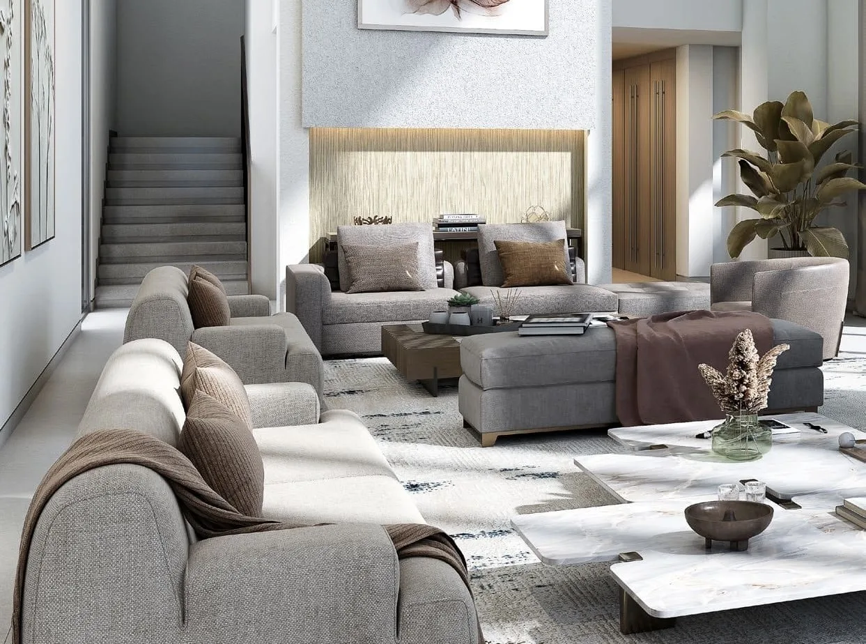 Interior render at Sobha Siniya Island Villas Phases 1 and 2.