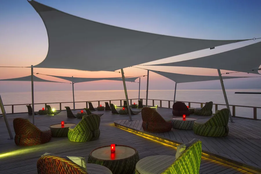 Shaded Seating Areas at Reportage Village Khalifa City.