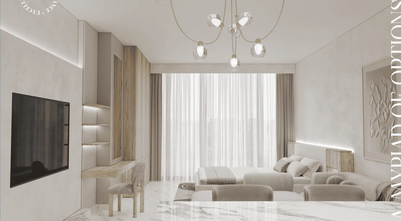 Interior render at Radiant Marina Towers.