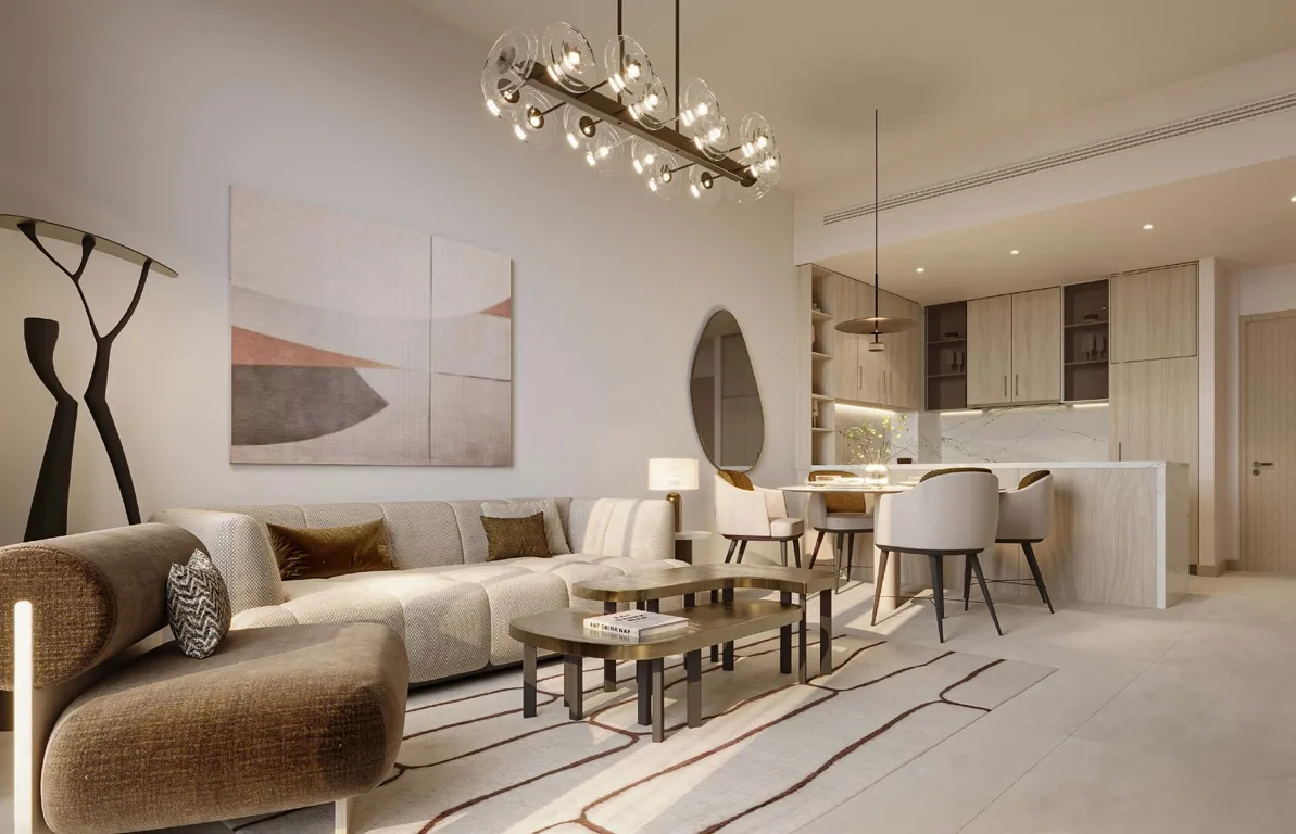 Interior render at Vida Residences Saadiyat Island.