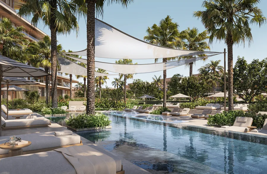 Swimming Pool at Four Seasons Private Residences Abu Dhabi at Saadiyat Beach.