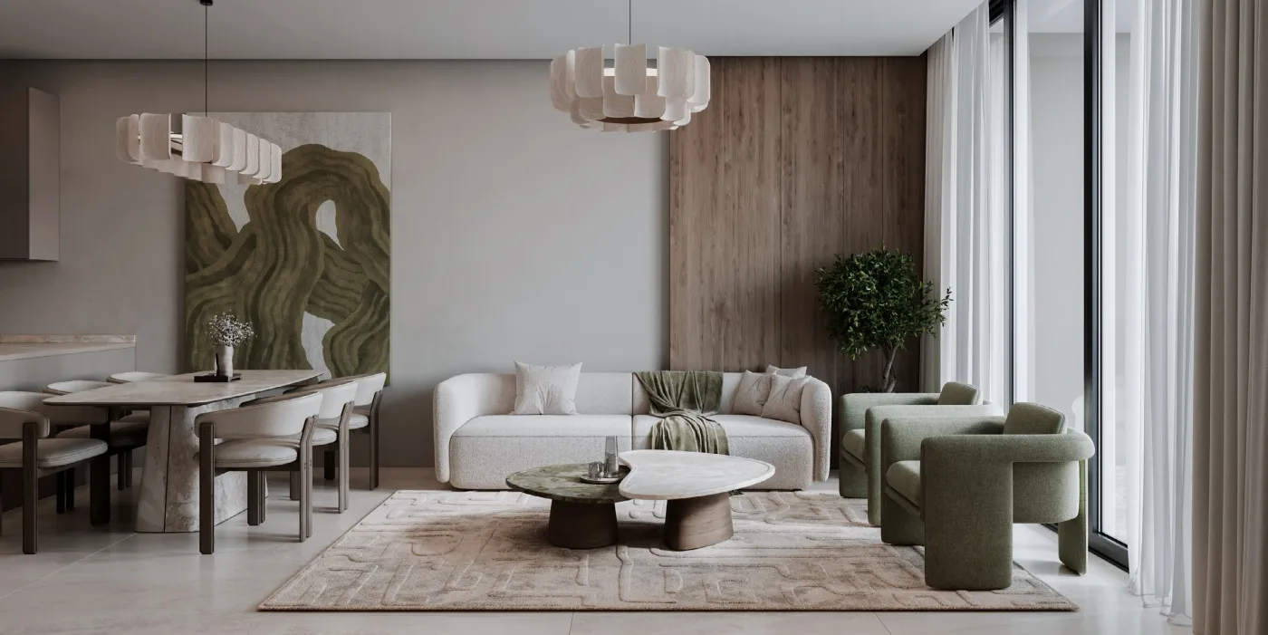 Interior render at Sila.