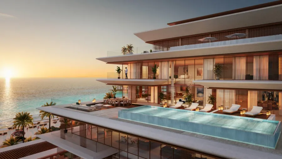 Outdoor Adult & Kids Pools at Nobu Residences Abu Dhabi.
