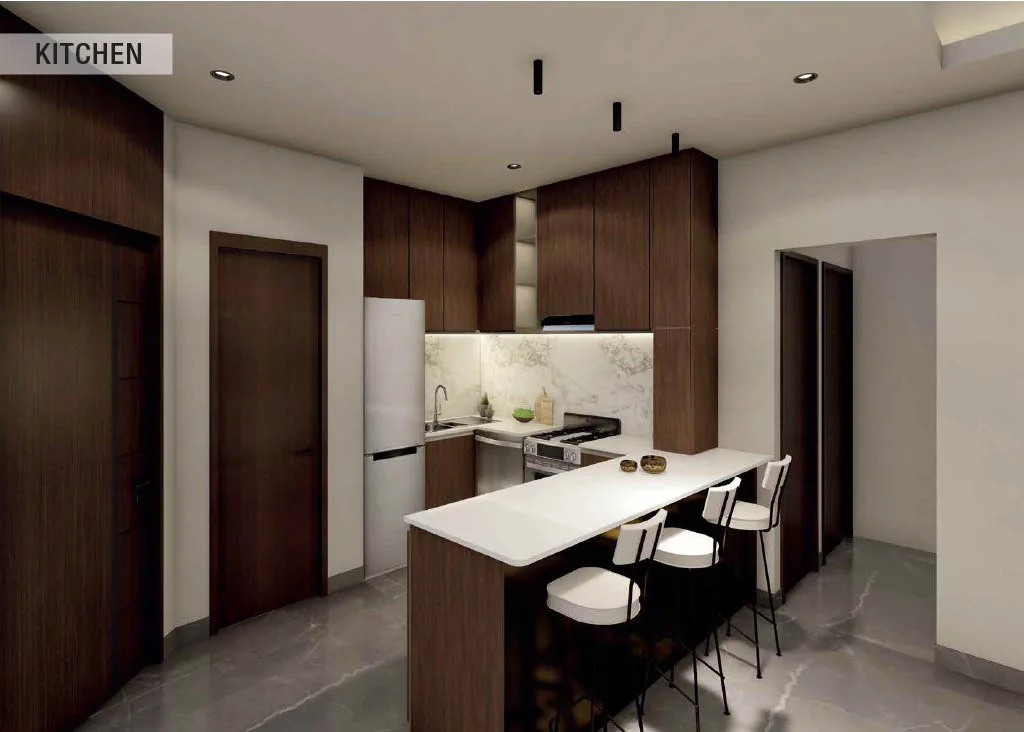 Interior render at Ajman Creek Towers.